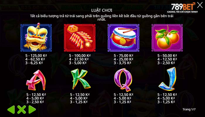 Các combo trúng thưởng của nổ hũ Heo Vàng