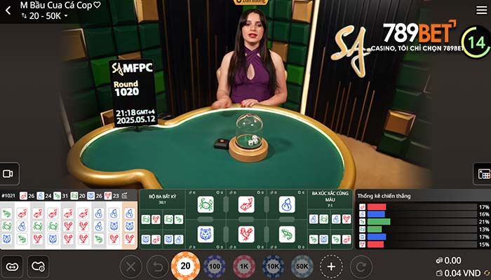 Giao diện chính của cá cược Bầu Cua Online tại Game Bài 789BET